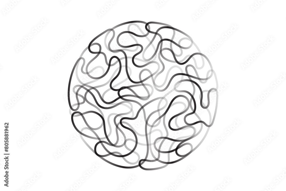 Aufkleber abstract doodle line in circle shape by black line like brain isolated on transparent background. ve