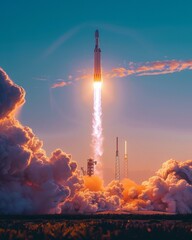 Rocket launch into the sky. AI.