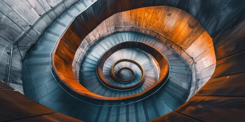 Wood and Metal Spiral Staircase