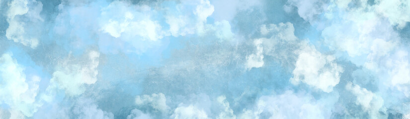 Watercolor abstract background with cloud texture banner pastel colours, clouds in the sky, Abstract light blue watercolor for background, watercolor technique to achieve a soft, light background, 