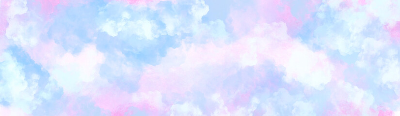 Watercolor abstract background with cloud texture banner pastel colours, clouds in the sky, Abstract light blue watercolor for background, watercolor technique to achieve a soft, light background, 