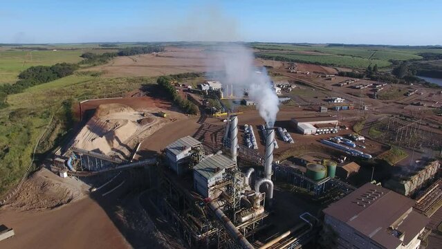 Aerial view of ethanol fuel refinery - Brotas, S&atilde;o Paulo, Brazil