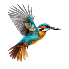 Fototapeta premium cute kingfisher looking isolated on white.