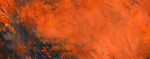 Rich Orange Grunge Background with Dynamic Paint Splatters