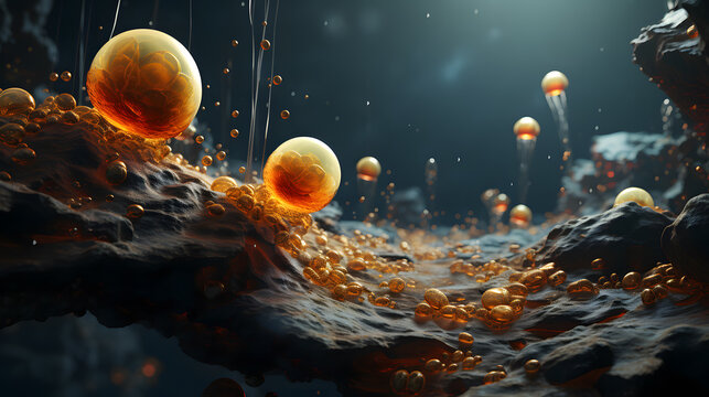 abstract concept 3d illustration visualized gallstone in the gallbladder for healthcare promote, awareness, prevention and medical campaign presentation background with copy space.