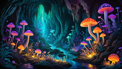 Revealing the Otherworldly of Exploring a Luminous Underground Cavern with Bioluminescent Life