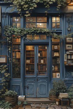 Quaint bookstore with a window display dedicated to African American authors, celebrating Juneteenth.