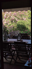 exterior terrace with lots of flowers for relaxation 