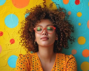 Portrait of a fat woman, body positivity in vibrant colors