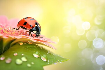 ladybug on a green leaf