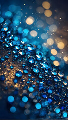 Glittering Sapphire Bokeh Canvas, Dive into a Vivid Abstract Background with a Cascade of Blue Glitter.