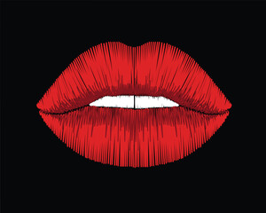 red lips embroidery