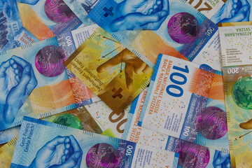 Background of the swiss francs banknotes