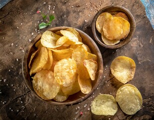 kartoffel chips draufsicht 