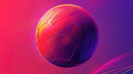 Football ball graphic design illustration. Qatar cup stylish background gradient,Soccer Ball with Spiral Particles of Motion Glowing rotating ball  under orange light.  
