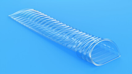 A clear tube with a blue background