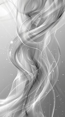 Abstract image with silver dynamic swirling lines.