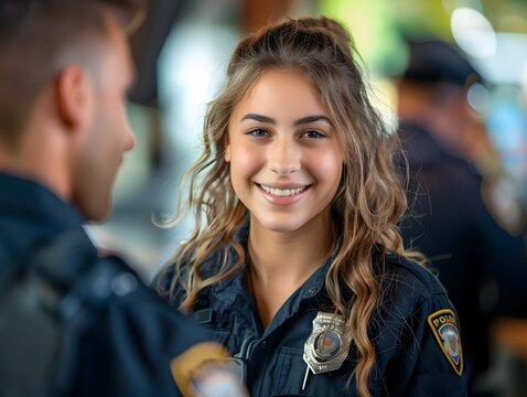Friendly Police Officer Engaging with Community Member at Coffee with a Cop Event
