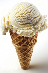 Vanilla Ice Cream Scoop in Waffle Cone
