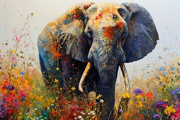elephant painting on the wall