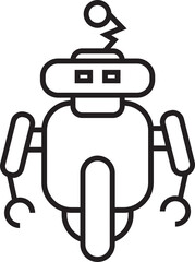 Space Robot Character Line Icon