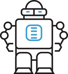 Space Robot Character Line Icon