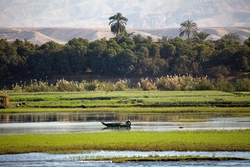 Landscape along the Nile river between Luxor and Aswan, Egypt