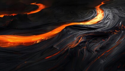 Meandering lines inspired by the flow of lava streams from volcanoes