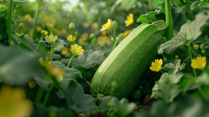A Large Zucchini in the Garden