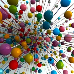Communication and connection concept with color spheres connected