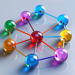 Communication and connection concept with color spheres connected
