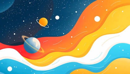 planets in the solar system, cosmic wallpaper art, background with stars