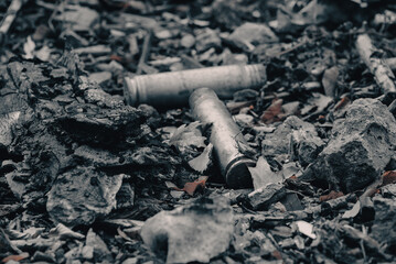 shell casings after a shooting battle in Ukraine