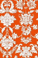 Obraz premium Watercolor Seamless pattern with orange and white