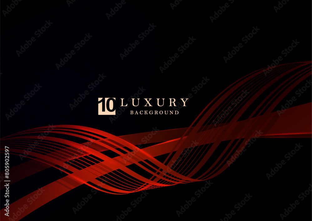 Canvas Prints isolated gorgeous wavy shape in red color on black background.