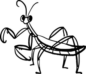 sketch praying mantis insect cartoon