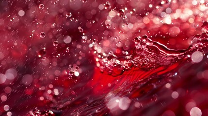 red wine glass splashing with bubbles	