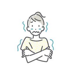 月経前症候群症状　PMS　シンプルでお洒落な線画イラスト