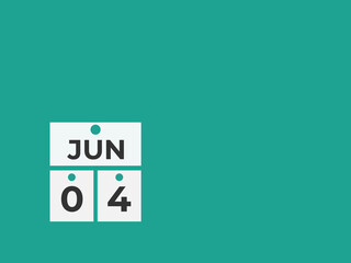 June 4 calendar reminder. 4 June daily calendar icon template. Calendar 4 June icon Design template. Vector illustration
