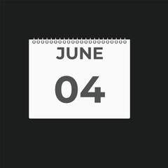 June 4 calendar reminder. 4 June daily calendar icon template. Calendar 4 June icon Design template. Vector illustration
