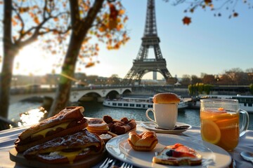 Breakfast with Eiffel Tower view
