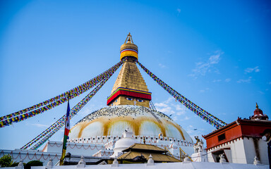 Landscape view of buddhist stupa in Nepal.