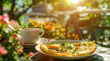 Obraz premium A low-calorie breakfast setup for weight loss featuring a nutritious meal with fresh ingredients, perfect for a healthy morning routine.