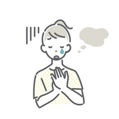 月経前症候群症状　PMS　シンプルでお洒落な線画イラスト