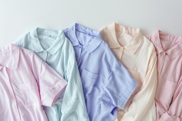 Comfortable sleepwear collection in flat design, showcased in soft pastels and lightweight, breathable fabrics