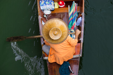 boat going to floating market , thailand