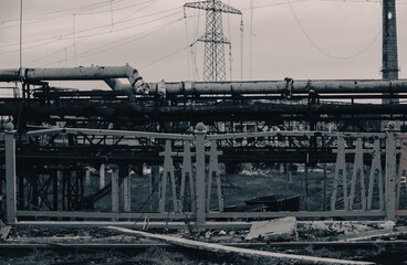 destroyed buildings of the workshop of the Azovstal plant in Mariupol Ukraine