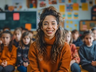 Teacher Using Sign Language to Communicate with Students in Classroom Inclusive Education Concept