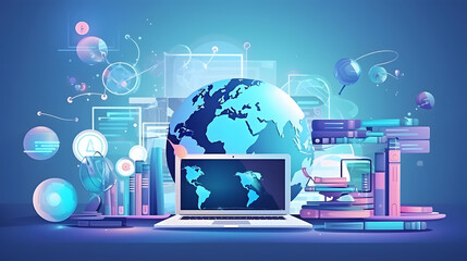 education technology advancements banner, online education platforms and learning management systems