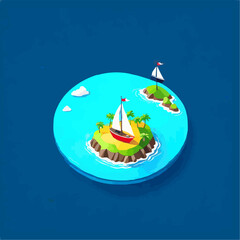 Island Dreams: A Bird's Eye View of Tropical Vector Paradise Island vector illustration, Generative AI